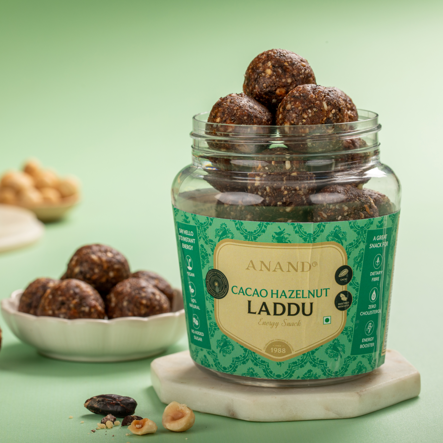 Anand Cacao Hazelnut Laddu 200g ( sweetened with dates only )